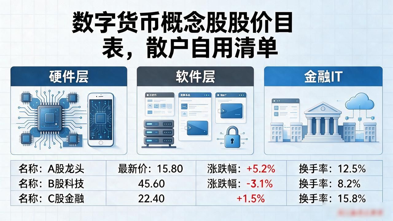 A股数字货币相关股票跟踪_数字货币概念股价目表_数字货币概念股价格表