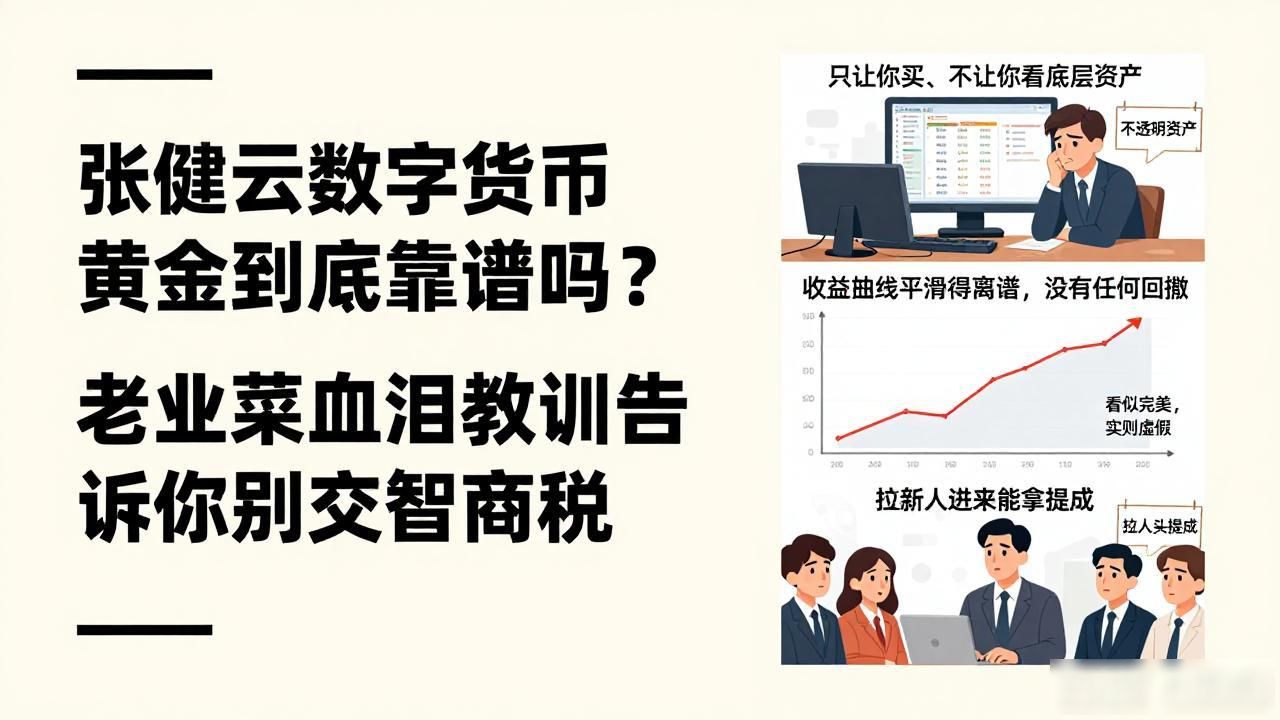 张健云数字货币黄金到底靠谱吗？老韭菜血泪教训告诉你别交智商税
